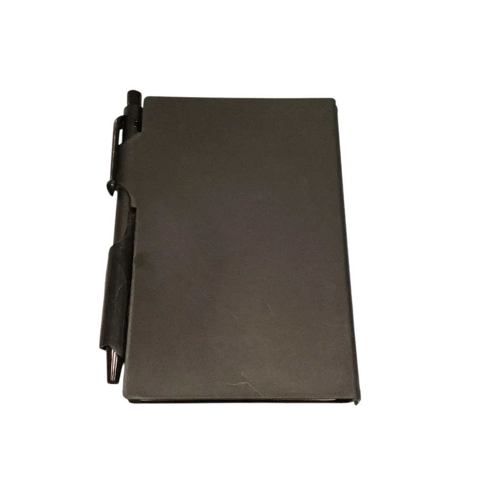 Mini Black Notebook Set With Pen 10 Pc Molded Plastic‎ Cover Blank Notepads 4in